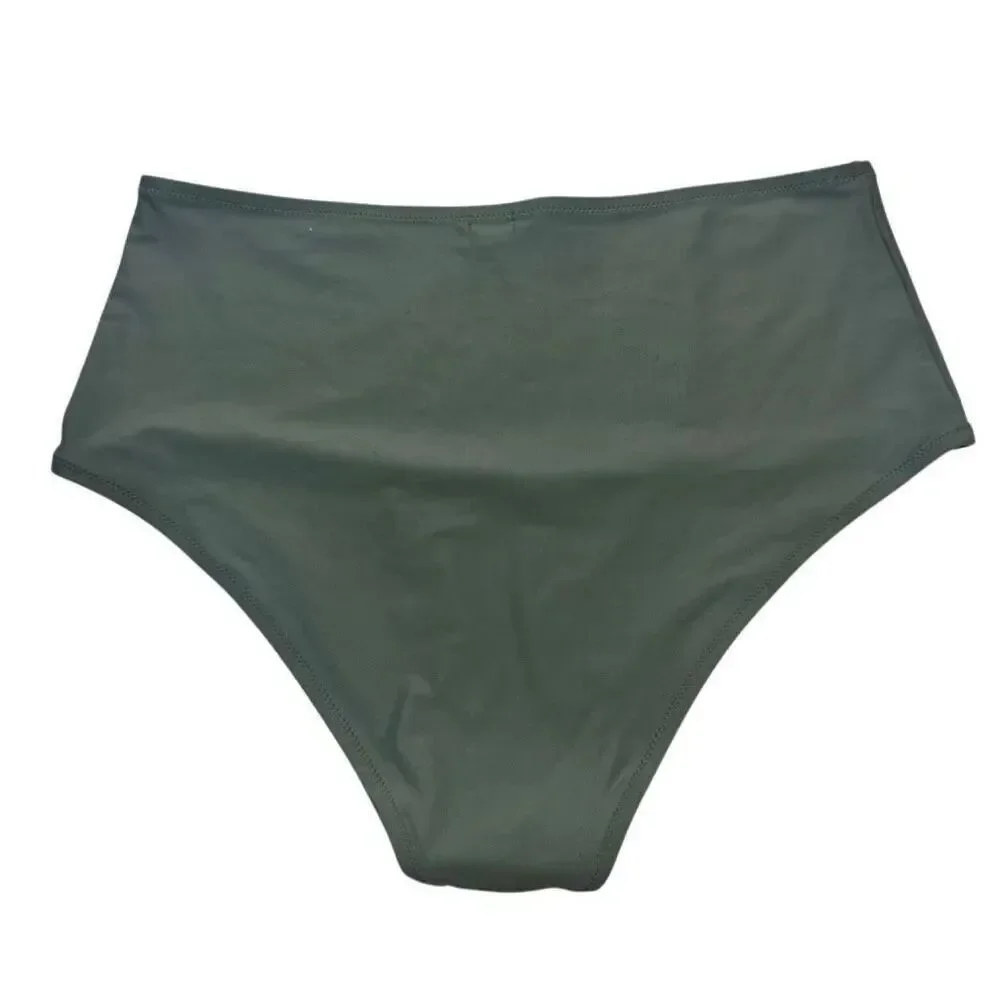 Aerie High Waisted Stretchy Full Coverage Swim Bikini Bottom Green XL